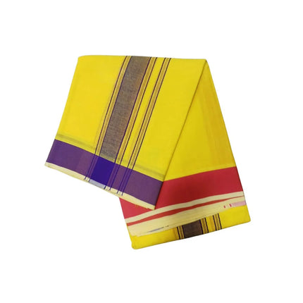 Men Cotton 2INCH Plain Border Colour Panchakacham Dhoti- 9x5