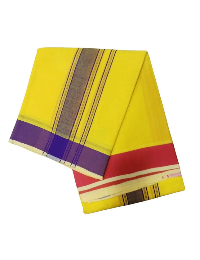 Men Cotton 2INCH Plain Border Colour Panchakacham Dhoti- 9x5