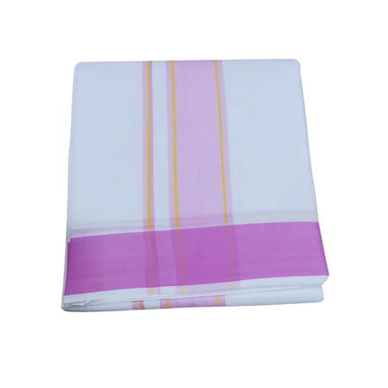 Men Cotton  2 Inch Thillana Bleached  Panchakacham Dhoti 9x5