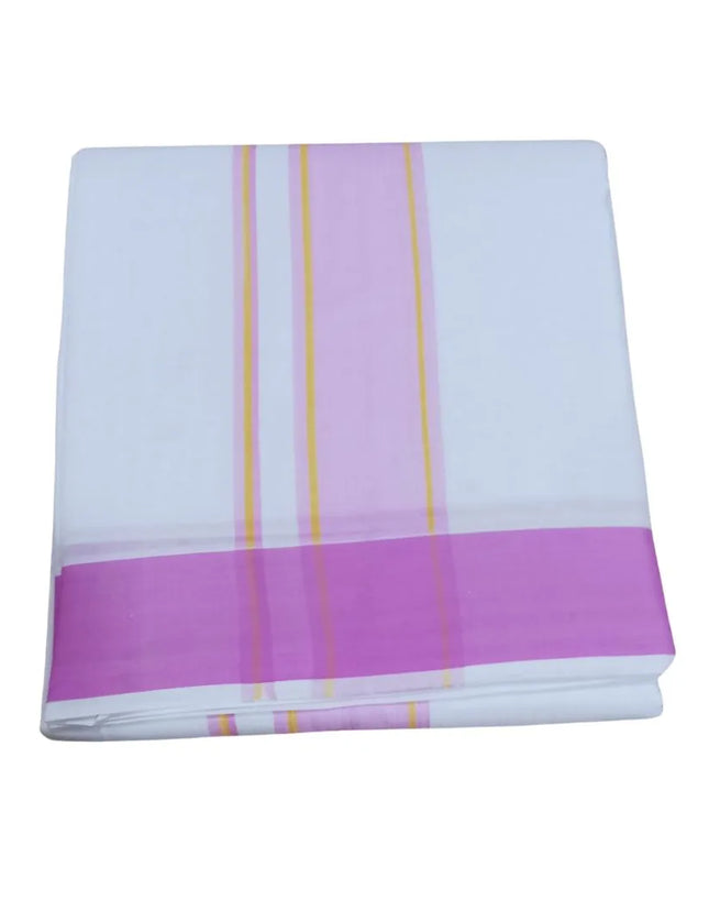 Men Cotton  2 Inch Thillana Bleached  Panchakacham Dhoti 9x5