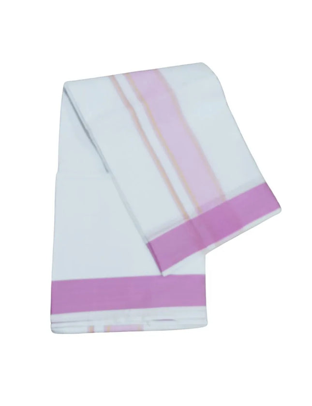 Men Cotton  2 Inch Thillana Bleached  Panchakacham Dhoti 9x5
