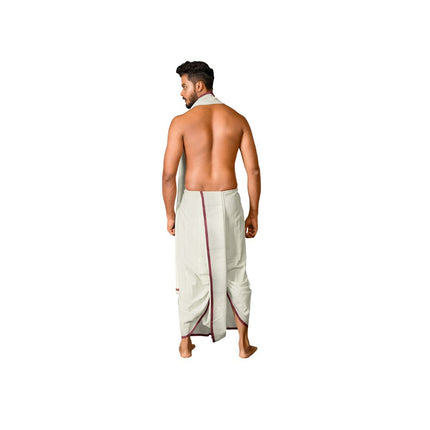 Men Cotton 30K Jari Colour Panchakacham Dhoti-9x5