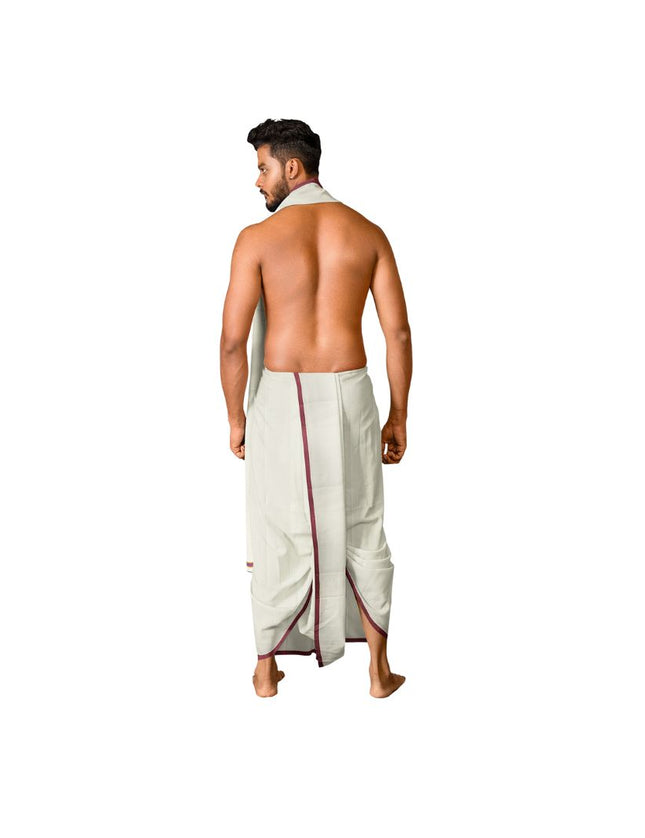 Men Cotton 30K Jari Colour Panchakacham Dhoti-9x5