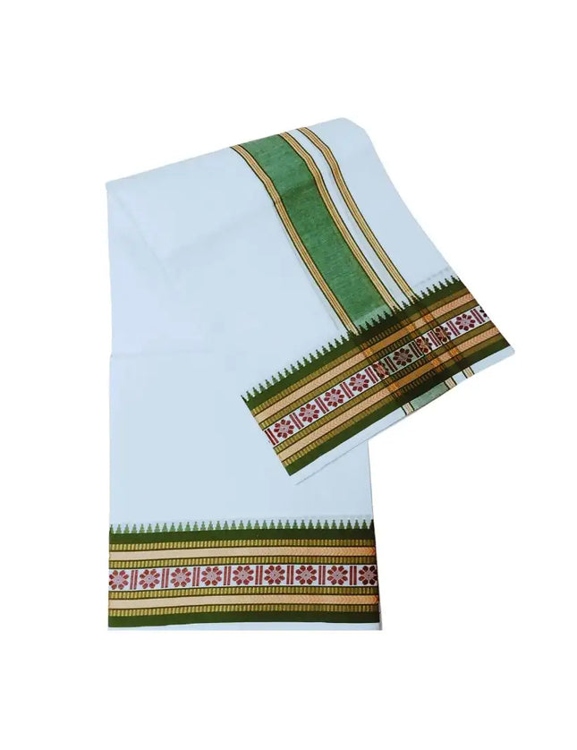 Men Cotton 3INCH New Pet Double Dhoti- 3.66m
