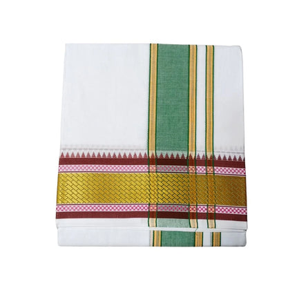 Men Cotton 3INCH New Pet Double Dhoti- 3.66m