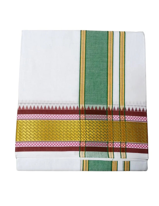 Men Cotton 3INCH New Pet Double Dhoti- 3.66m
