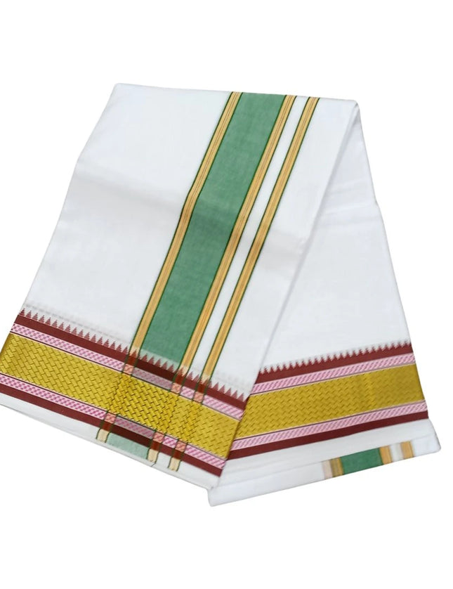 Men Cotton 3INCH New Pet Double Dhoti- 3.66m