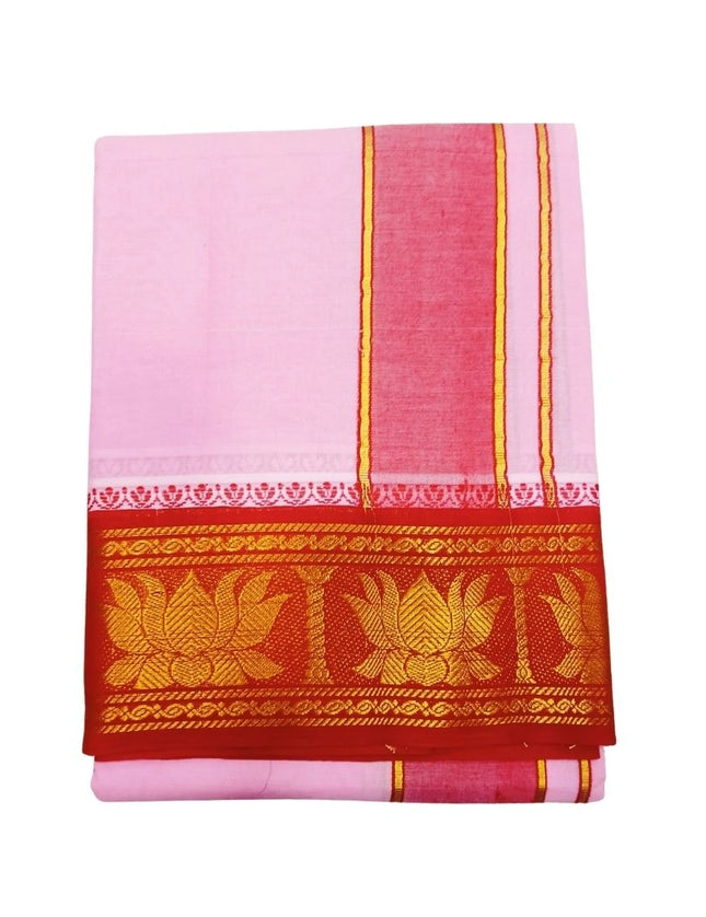 Men Cotton 5INCH Jaquard colour.panchakacham Dhoti- 10x6