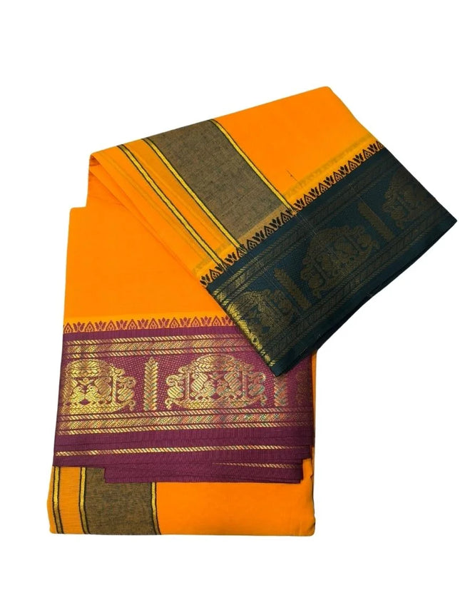 Men Cotton 5 Inch Jaquard KM Colour Panchakacham Dhoti- 10x6
