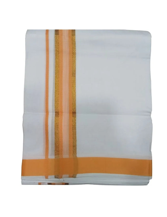 Men Cotton Butterfly 1 Inch Design Double Dhoti- 4M