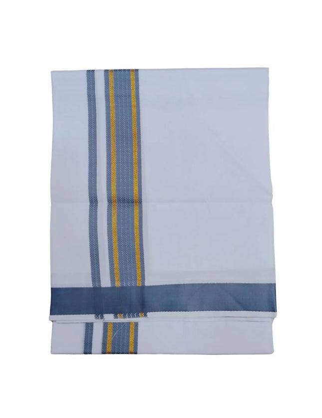 Men Cotton Butterfly 1 Inch Design Double Dhoti- 4M