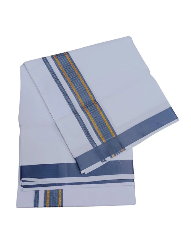 Men Cotton Butterfly 1 Inch Design Double Dhoti- 4M
