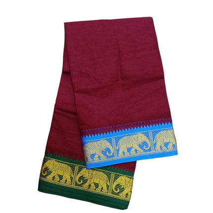 Men Cotton Colour Jaquard Nagari Panchakacham Dhoti- 9x5