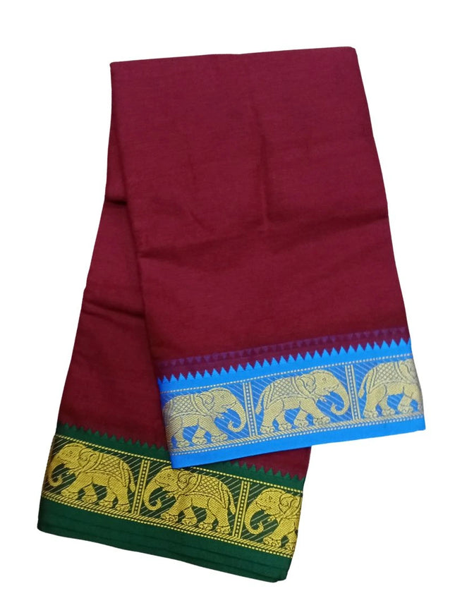 Men Cotton Colour Jaquard Nagari Panchakacham Dhoti- 9x5