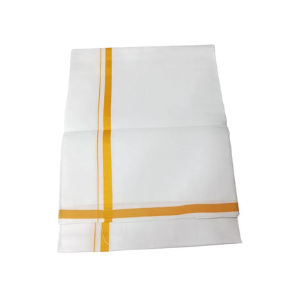 Men Cotton Soft Gundanju Border Single Dhoti- 2M