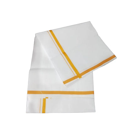Men Cotton Soft Gundanju Border Single Dhoti- 2M