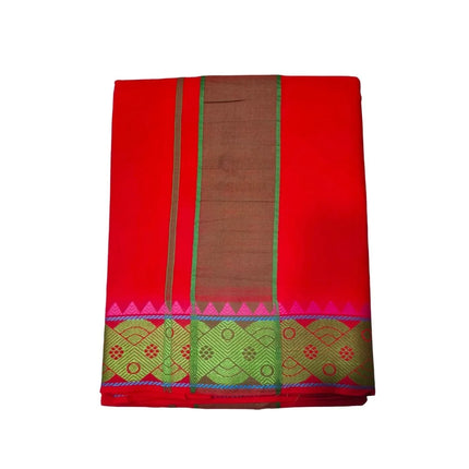 Men Cotton Thread Border Colour Panchakacham Dhoti- 10x6
