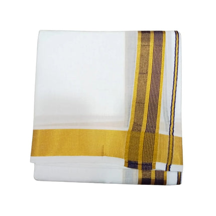 Men Pure Cotton 100K Gold Jarigai Jeeva Panchakacham Dhoti- 10x6