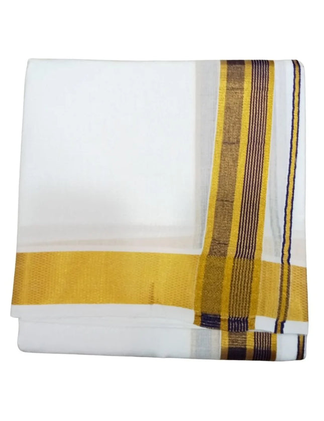 Men Pure Cotton 100K Gold Jarigai Jeeva Panchakacham Dhoti- 10x6