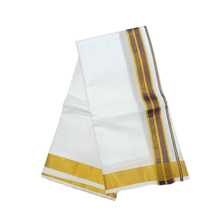 Men Pure Cotton 100K Gold Jarigai Jeeva Panchakacham Dhoti- 10x6