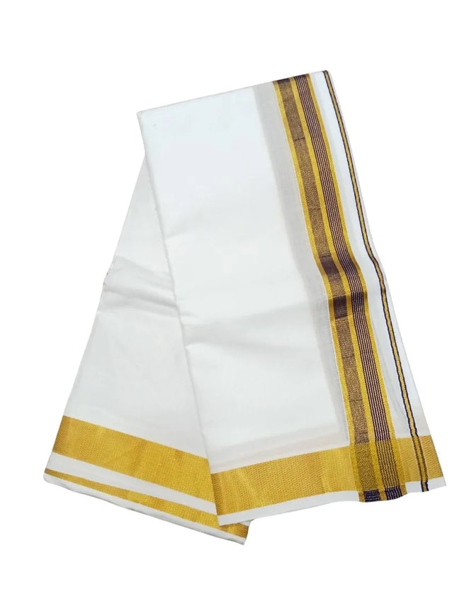 Men Pure Cotton 100K Gold Jarigai Jeeva Panchakacham Dhoti- 10x6