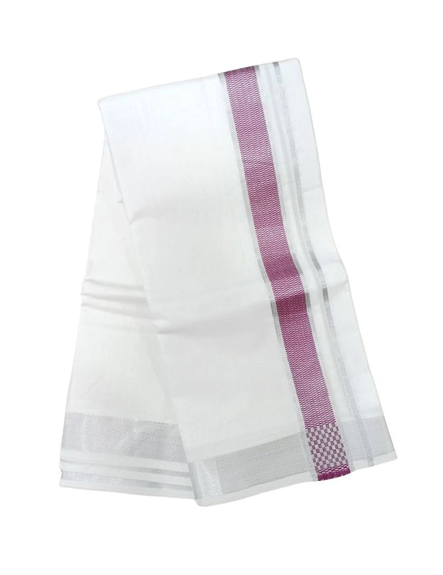 Men Pure Cotton 100K Silver Jarigai Jeeva  Panchakacham Dhoti- 10x6