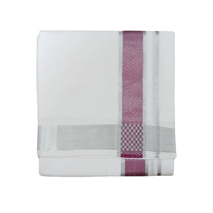 Men Pure Cotton 100K Silver Jarigai Jeeva  Panchakacham Dhoti- 10x6