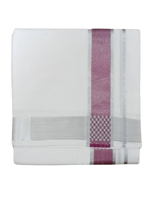 Men Pure Cotton 100K Silver Jarigai Jeeva  Panchakacham Dhoti- 10x6