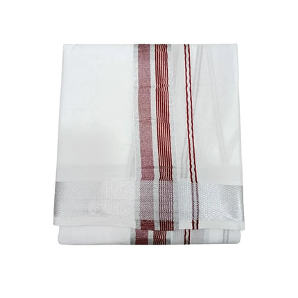 Men Pure Cotton 100K Silver Jarigai Jeeva  Panchakacham Dhoti- 10x6
