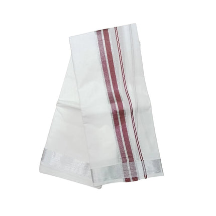 Men Pure Cotton 100K Silver Jarigai Jeeva  Panchakacham Dhoti- 10x6