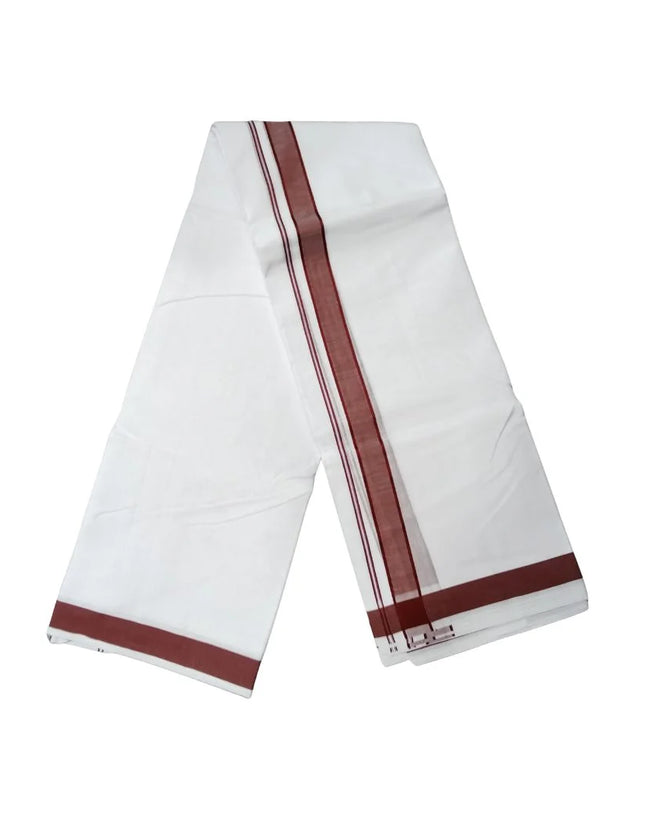 Men Pure Cotton 1 Inch Thillana Panchakacham Dhoti-9x5
