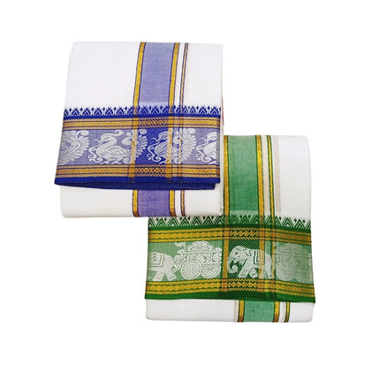 Men Pure Cotton 5INCH Sartien Jaquard Panchakacham Dhoti- 10x6