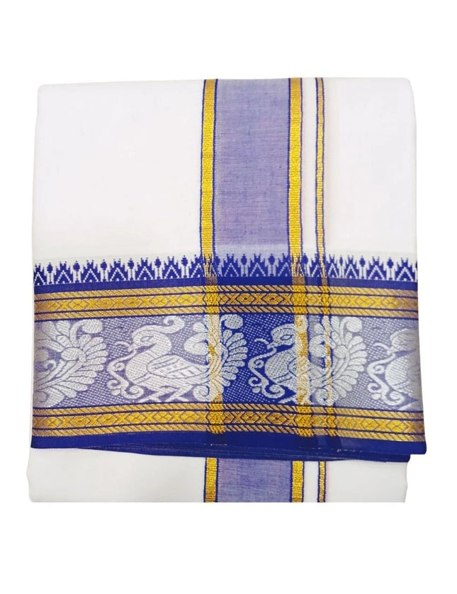 Men Pure Cotton 5INCH Sartien Jaquard Panchakacham Dhoti- 10x6