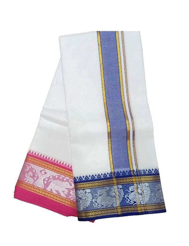 Men Pure Cotton 5INCH Sartien Jaquard Panchakacham Dhoti- 10x6