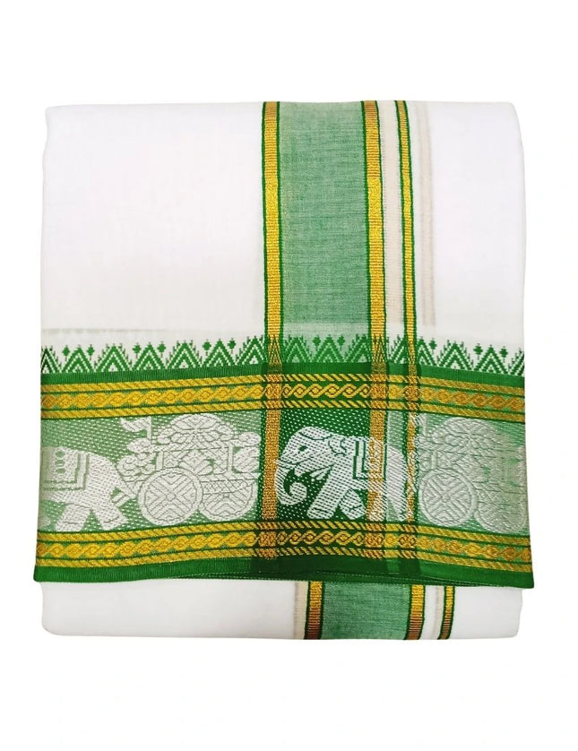 Men Pure Cotton 5INCH Sartien Jaquard Panchakacham Dhoti- 10x6
