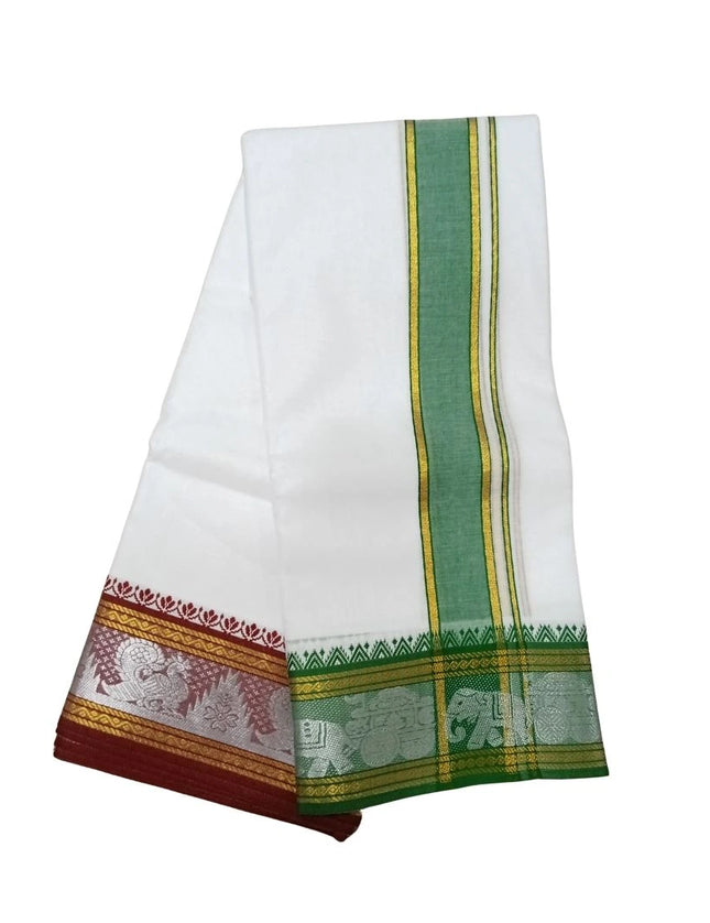 Men Pure Cotton 5INCH Sartien Jaquard Panchakacham Dhoti- 10x6