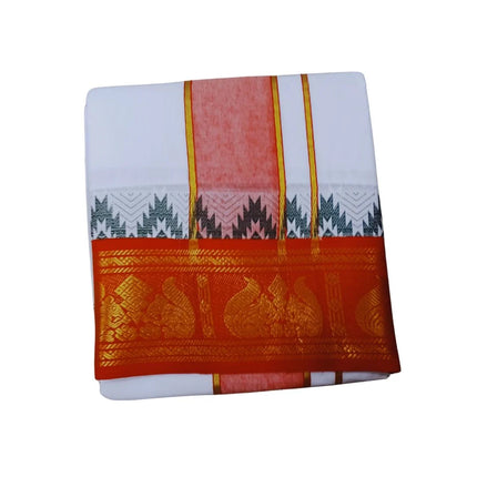 Men Pure Cotton 5 Inch Tower Jaquard Panchakacham Dhoti-9x5