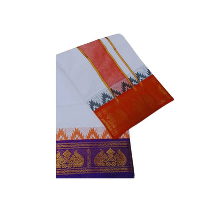 Men Pure Cotton 5 Inch Tower Jaquard Panchakacham Dhoti-9x5