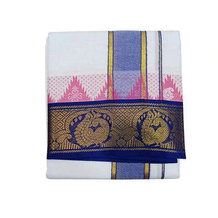 Men Pure Cotton 5 Inch Tower Jaquard Panchakacham Dhoti-9x5