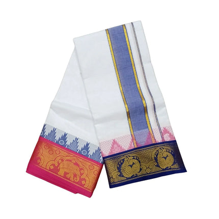 Men Pure Cotton 5 Inch Tower Jaquard Panchakacham Dhoti-9x5