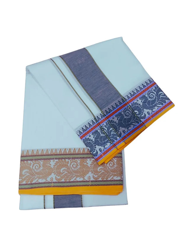 Men Pure Cotton D144 Majestic Fancy Panchakacham Dhoti-9x5