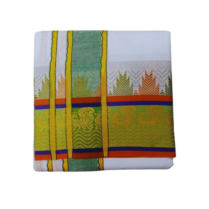 Men Pure Cotton Jacquard White Panchakacham Dhoti- 10x6