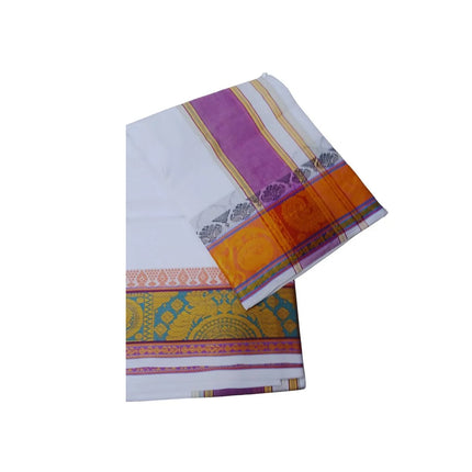 Men Pure Cotton Jacquard White Panchakacham Dhoti- 10x6