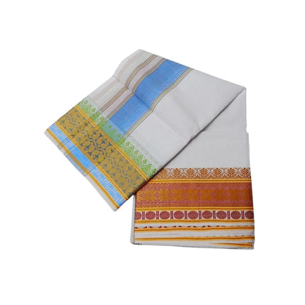 Men Pure Cotton Jacquard White Panchakacham Dhoti- 10x6