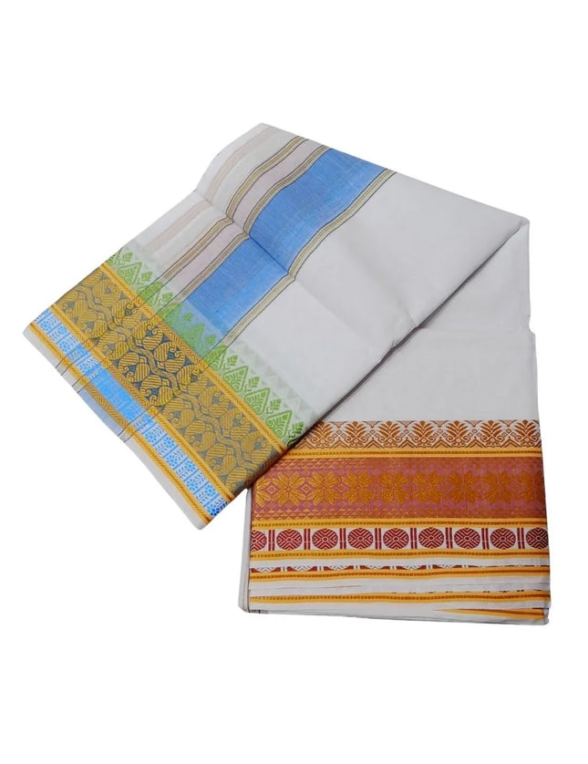 Men Pure Cotton Jacquard White Panchakacham Dhoti- 10x6