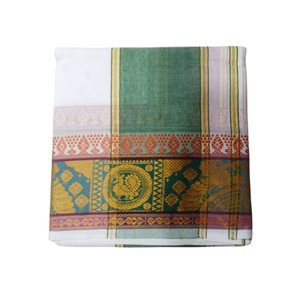 Men Pure Cotton Jacquard White Panchakacham Dhoti- 10x6