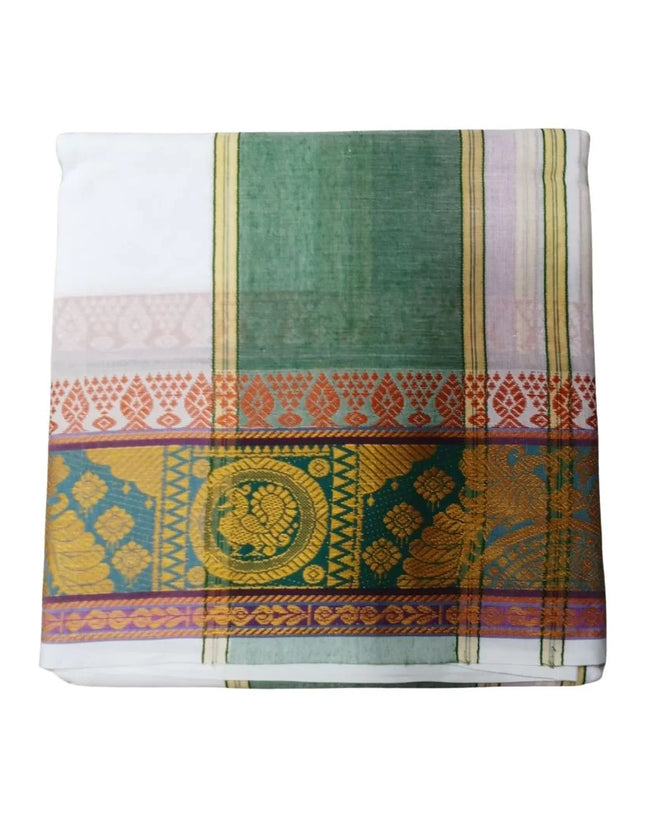 Men Pure Cotton Jacquard White Panchakacham Dhoti- 10x6