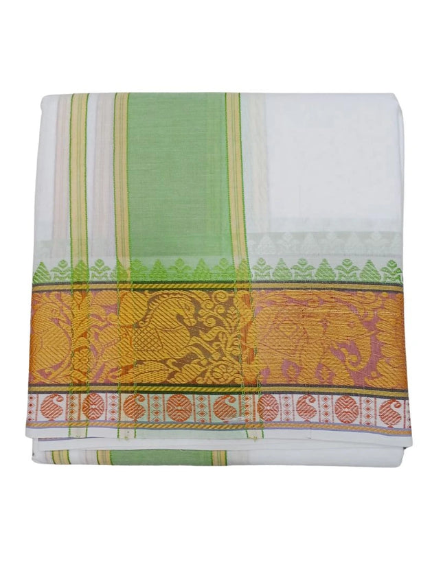 Men Pure Cotton Jacquard White Panchakacham Dhoti- 10x6