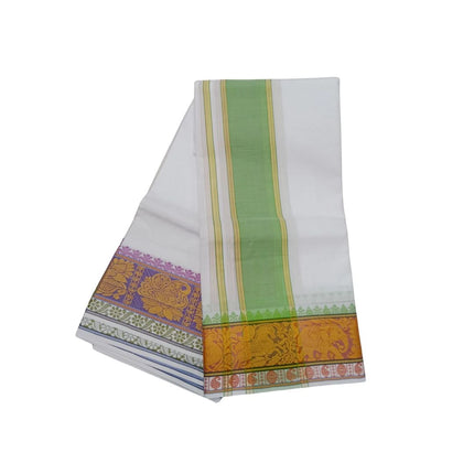 Men Pure Cotton Jacquard White Panchakacham Dhoti- 10x6