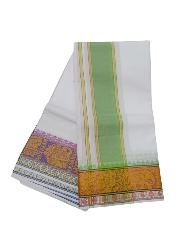 Men Pure Cotton Jacquard White Panchakacham Dhoti- 10x6
